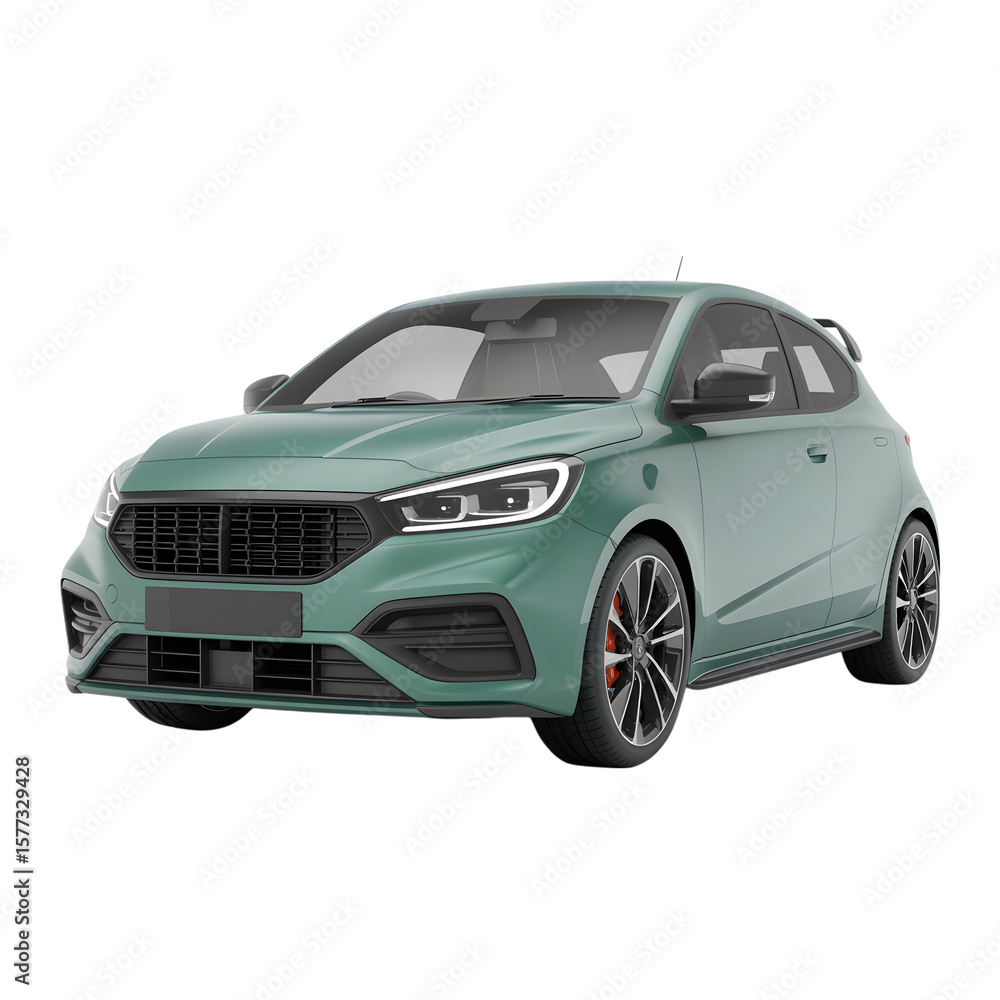 Obraz premium Mint green car isolated on transparent white background 