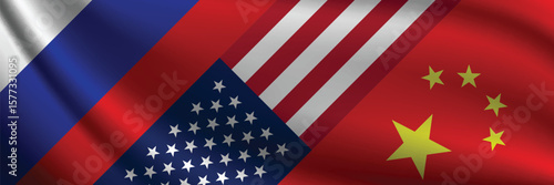 National Design Featuring USA, China and Russia Identity