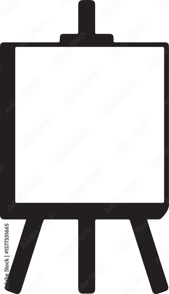 Obraz premium Simple black and white illustration of an artist's easel ready for art creation