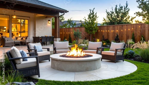 Backyard patio with fire pit