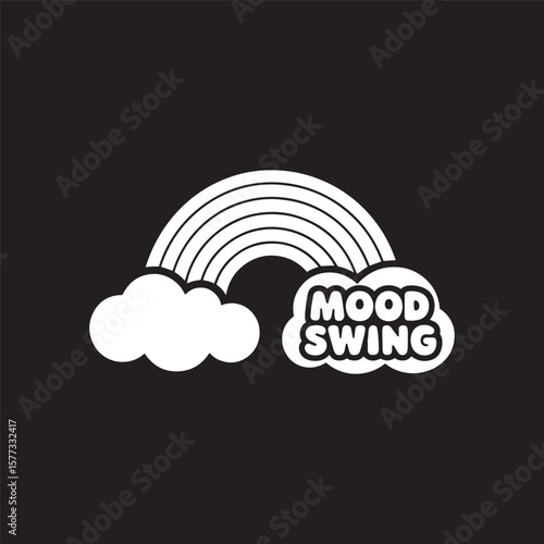 Bold black background version of Mood Swing rainbow quote. Vector illustration design.