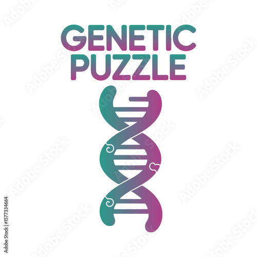 DNA helix combined with puzzle shape, representing genetic code and uniqueness for science concepts vector illustration design.
