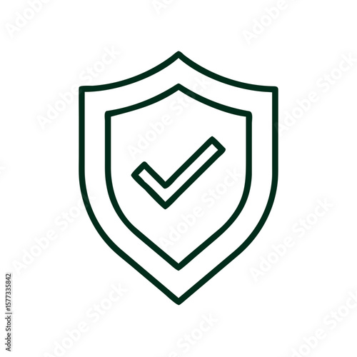 Shield with checkmark icon in minimal line style  