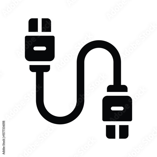 Trendy glyph icon showing data cable connection