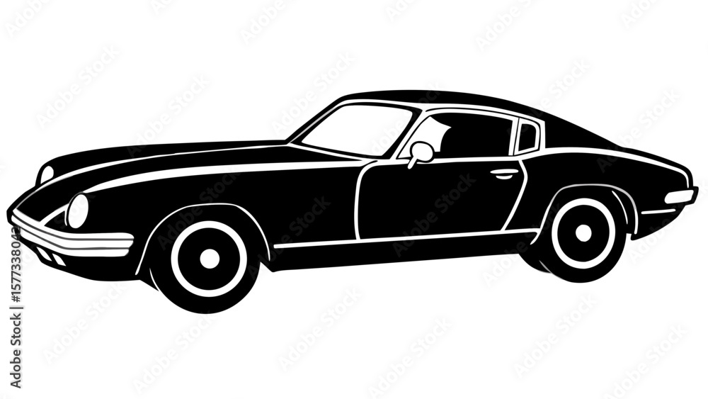 Fototapeta premium Vintage Muscle Car Silhouette Vector Illustration for Graphic Projects