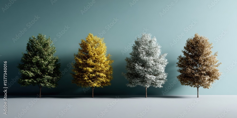 Fototapeta premium Seasonal tree changes timelapse in nature capturing transformation over time