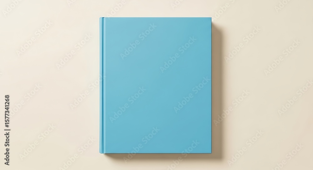 Fototapeta premium Minimalist light blue book cover template on a bright neutral background flat lay