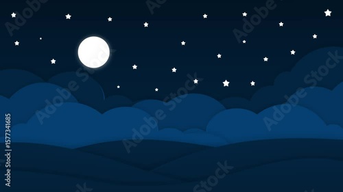 Wallpaper Mural beautiful night illustration animation background with paper cut style Torontodigital.ca