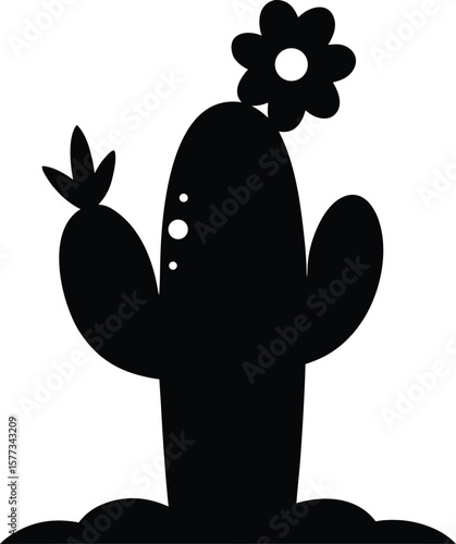 Prickly Pear Cactus Silhouette Cactus icon vector illustration