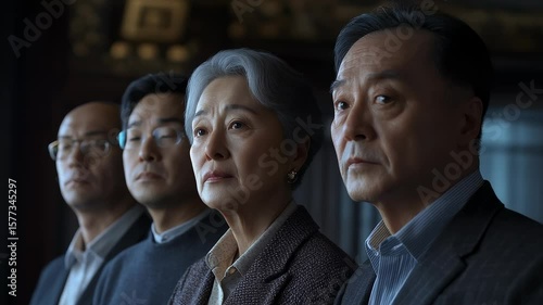 Asian Corporate Executive Team Focused Close-up