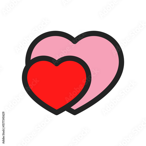 Simple Illustration Design of Two Intertwined Hearts Symbolizing Love