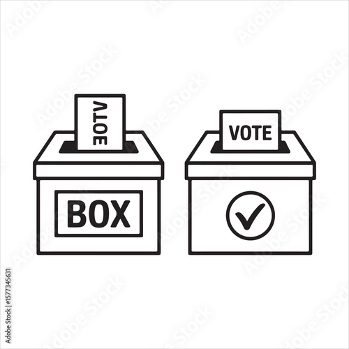 Voting Ballot Box Icon – Line Art Political Election Illustration
