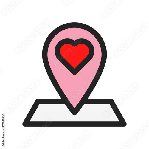 Heart Icon Inside a Location Marker on a Map Symbol