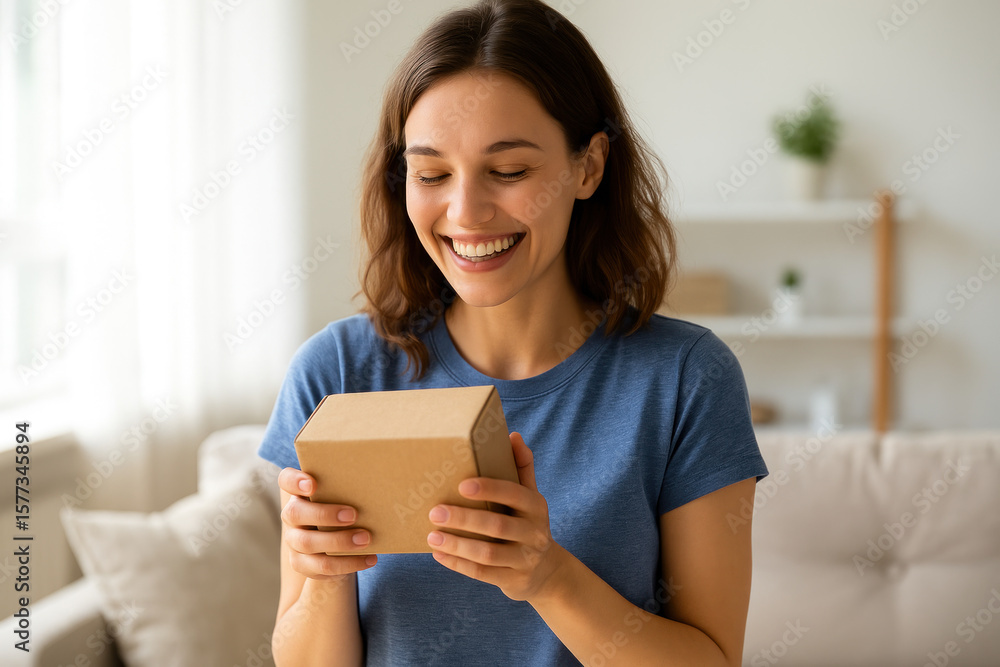 Happy Woman with Gift Box - Photo Happy Woman with Gift Box - Photo