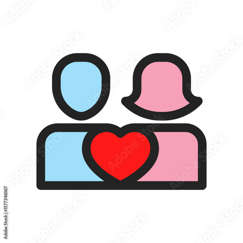 Illustration Representing Two People with a Heart Emphasizing Love and Relationship