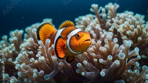 Classic Portrait of a Clownfish in its Sea Anemone
