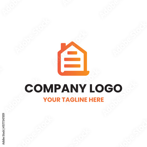 Real Estate House Document Sign Logo Vector Abstract Illustration Icon Design Template Element