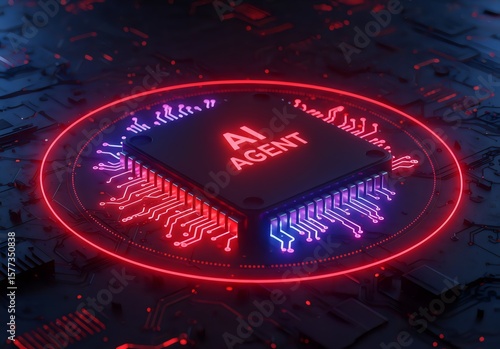 An AI agent hologram symbolizing agentic autonomy for collaboration with the human workforce using autonomous agents to work in business partnership using teamwork