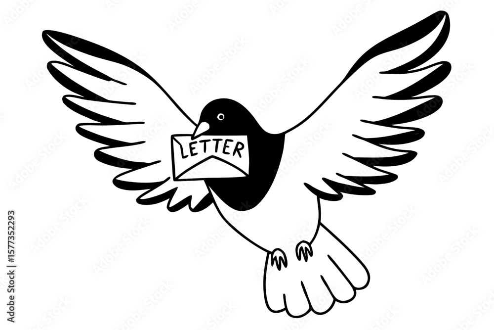 Naklejka premium pigeon mail sketch