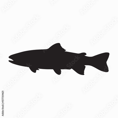 Trout silhouette image Silhouette White background.