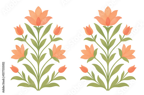 Traditional Mughal watercolor flower motif.
