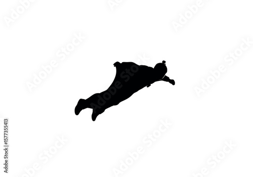 Wingsuit flier soars through the air, demonstrating extreme sports and freefalling in black and white simplicity.