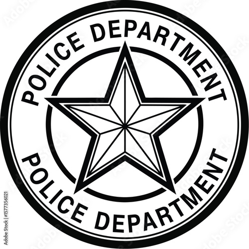 Police department emblem featuring a star in black and white design