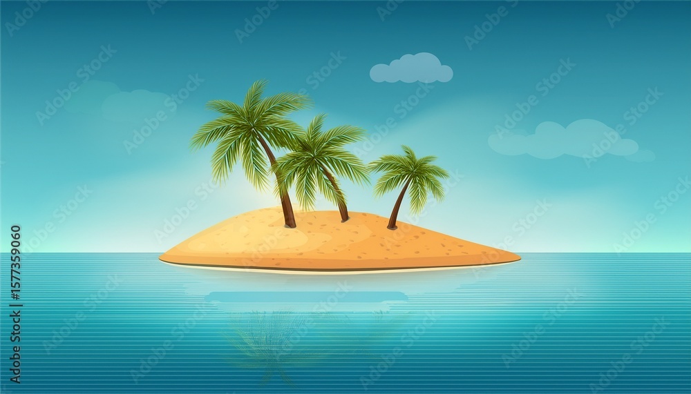 Obraz premium desert tropical island with palm trees