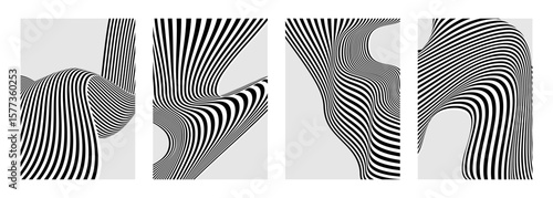 cover template with black and white line art dynamic patterns