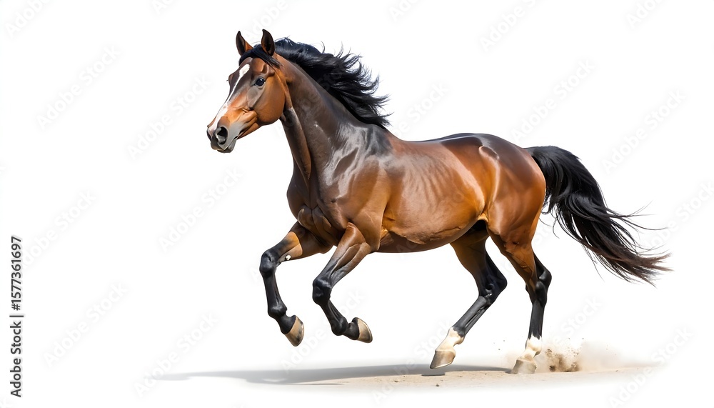 Obraz premium Running horse, isolated white background