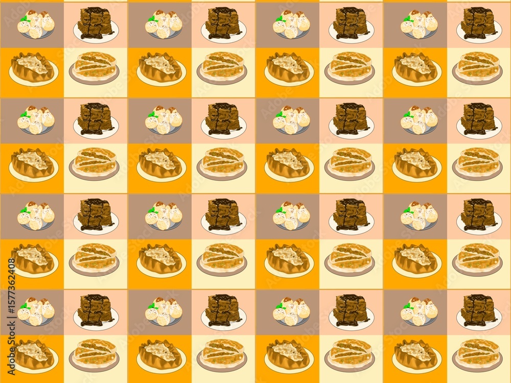 Pop Art Pattern of Popular Desserts and Savory Pastries – Aesthetic Food Grid Design for Print and Digital Pop Art Pattern of Popular Desserts and Savory Pastries – Aesthetic Food Grid Design for Print and Digital