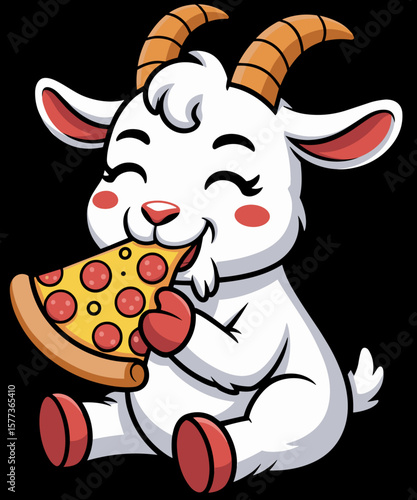 Funny Goat eating Pizza For Pizza Lover