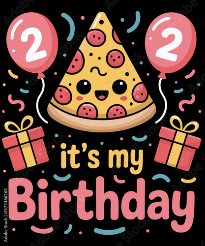 Retro Its My 2nd Birthday Pizza funny pizza lover
