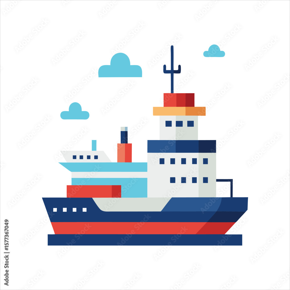 Fototapeta premium Flat Maritime Vessel Icon Set Vector on White