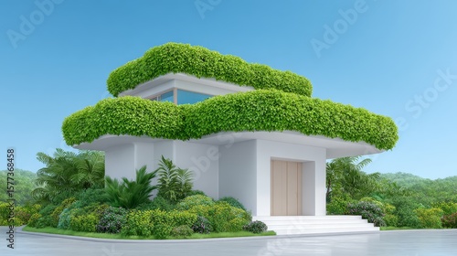 Eco-friendly passive house design modern architecture residential location green environment aesthetic viewpoint sustainable concept