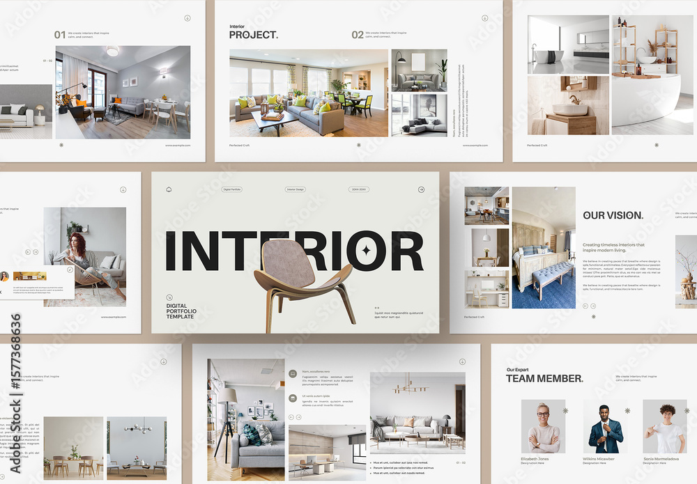 Modern and Elegant Digital Interior Project Portfolio Template Design ...