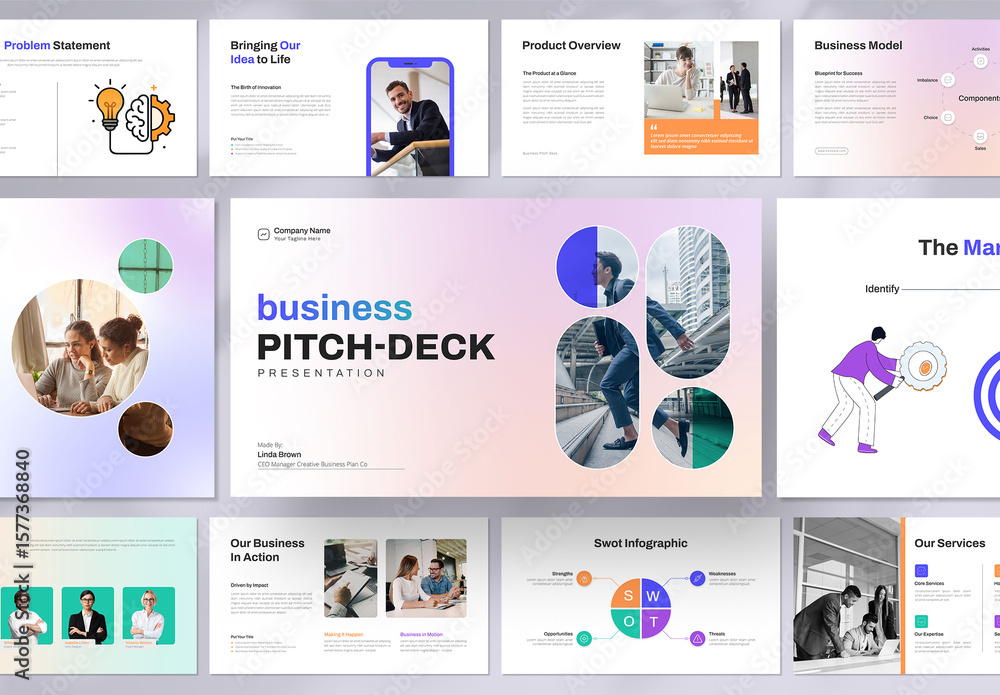 Modern Pitch Deck Presentation Template for Startups and Corporates ...