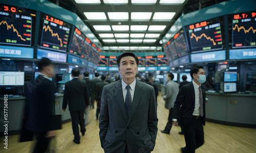 Wallpaper Mural Trader Analyzing Financial Charts in Office Torontodigital.ca