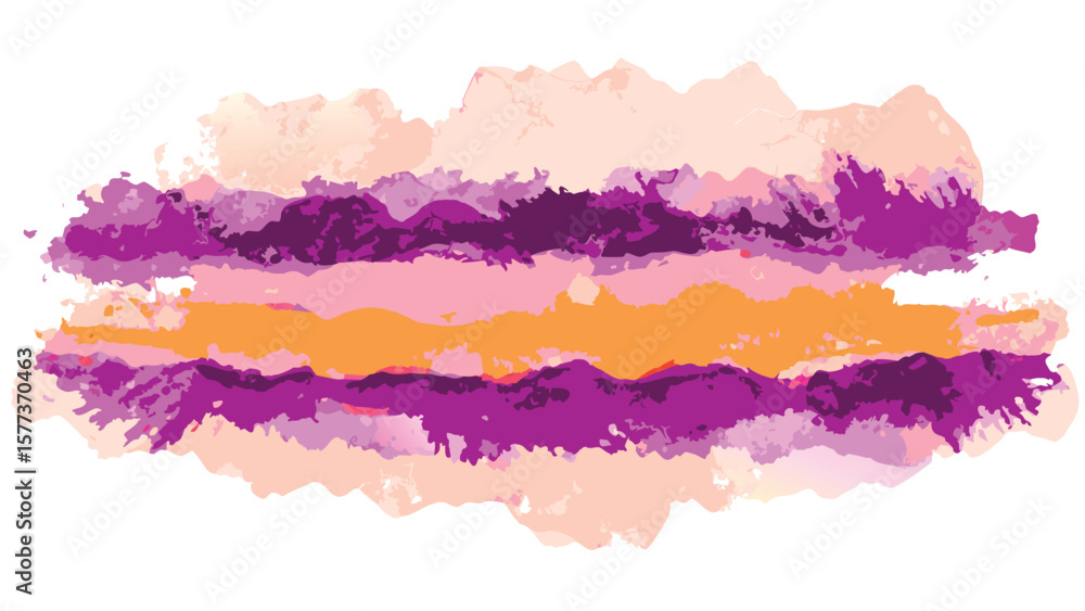 Obraz premium Watercolor style painting with horizontal brushstrokes in shades of purple pink and orange colors