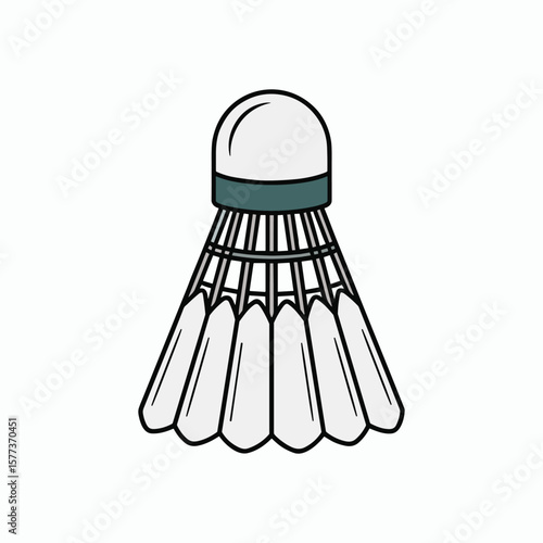 Simple Vector Illustration of Badminton Shuttlecock Icon, Classic Feather Birdie Design for Sports Equipment, Fitness, Game Symbols and Athletic Themed Projects.