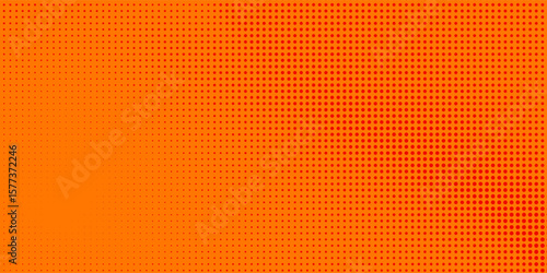 Dots halftone orange color pattern gradient texture with technology digital background. Dots pop art comics with summer background.