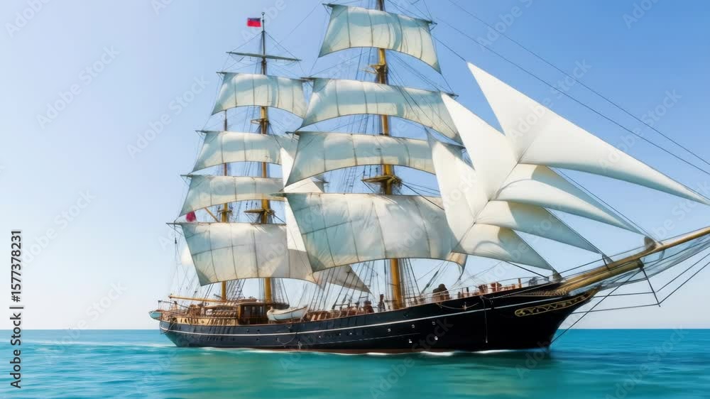 Majestic Sailing Ship, Historic Vessel, Ocean Voyage Majestic Sailing Ship, Historic Vessel, Ocean Voyage