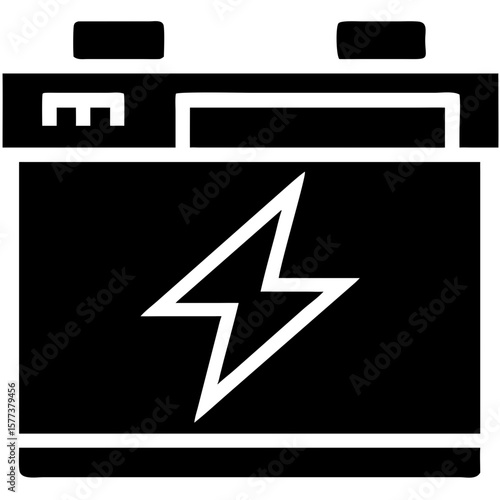 Minimalist Car Battery Simple Electricity Energy Supply Power Icon