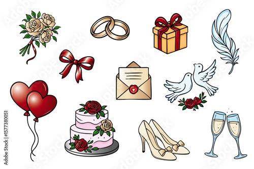 Hochzeit Icon Set Liebe