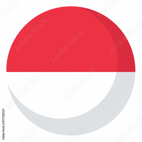 Free Download The Indonesian flag presented as a stylized, two-toned circle with a shadow. - GFXLoad
