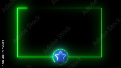Wallpaper Mural Abstract neon background, Seamless loop of 2D animation of blue box and pink star color glowing animation. Torontodigital.ca
