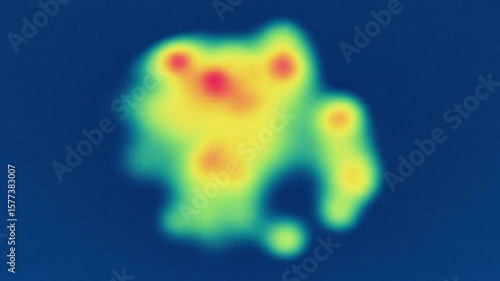 A vibrant heat map displays thermal energy distribution with a colorful gradient, showcasing temperature variations