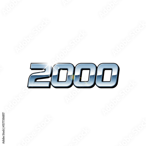 Chrome-effect number two thousand, stylized digits.