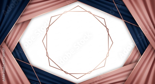 Elegant Geometric Frame with Rose Gold and Navy Fabric Accents