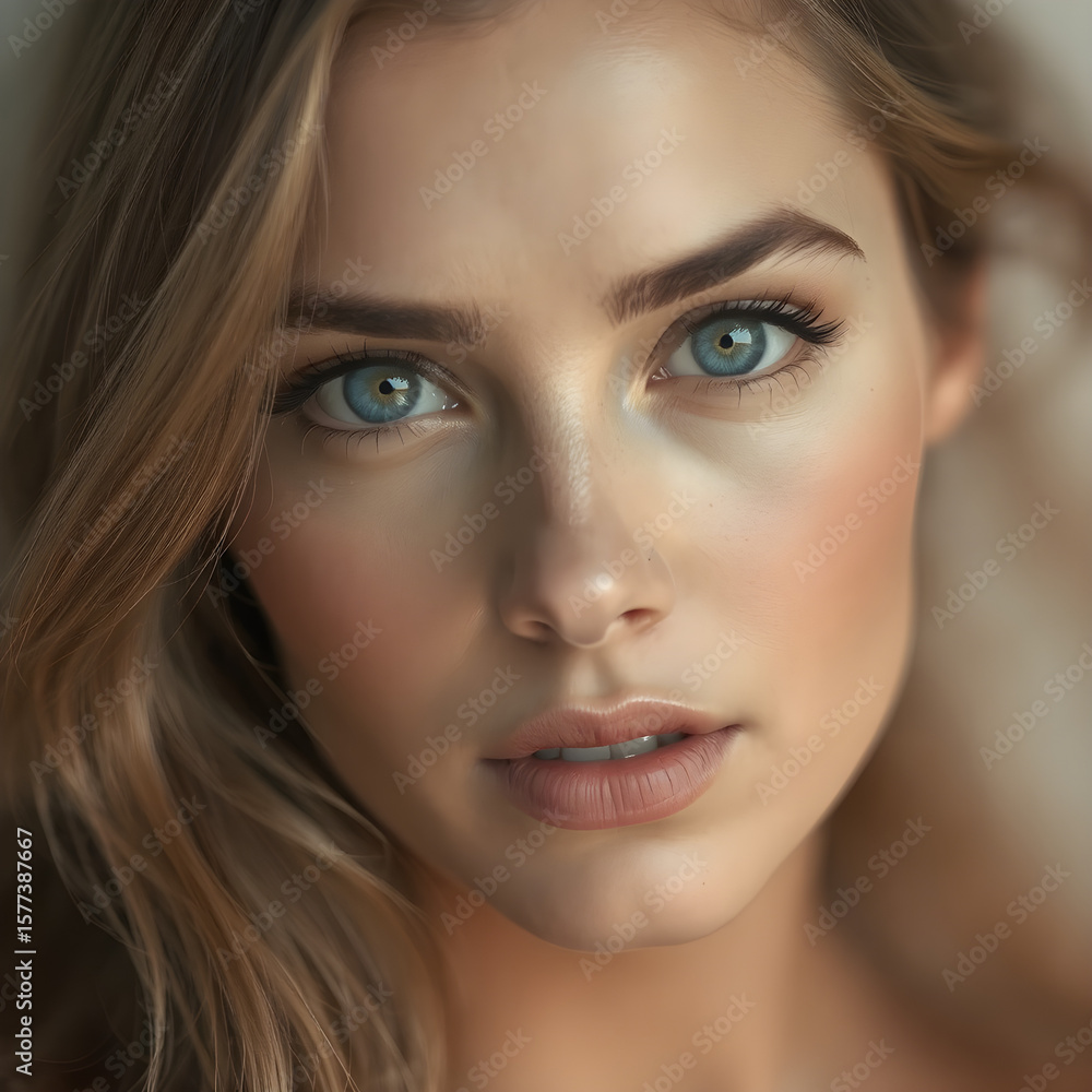 Fototapeta premium Beautiful Female Photography. Artistic Blurred Close-Up Evoking Mystery. Generative AI